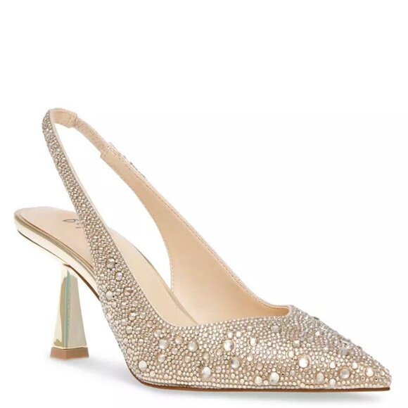 Betsey Johnson Clark (Mya) Slingback Heels Pumps Gold Metallic 9.5 Wide - Picture 9 of 9